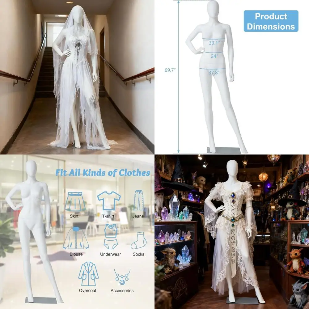 

70 Inch Female Mannequin for Dream Display, Realistic Full Body Mannequin for Retail, Halloween, and Cosplay, White