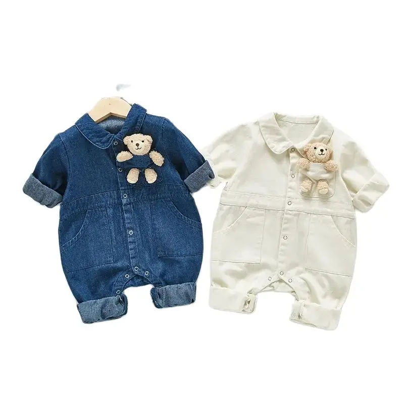 MILANCEL Spring Baby Clothing Rompers Denim Jumpsuit One Piece Outerwear