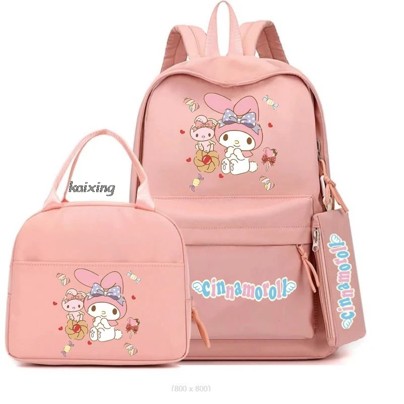 Hot 3Pcs Cinnamoroll Melody zaino colorato con borsa per il pranzo borsa per penna zaino borse da scuola Casual per studenti adolescenti set