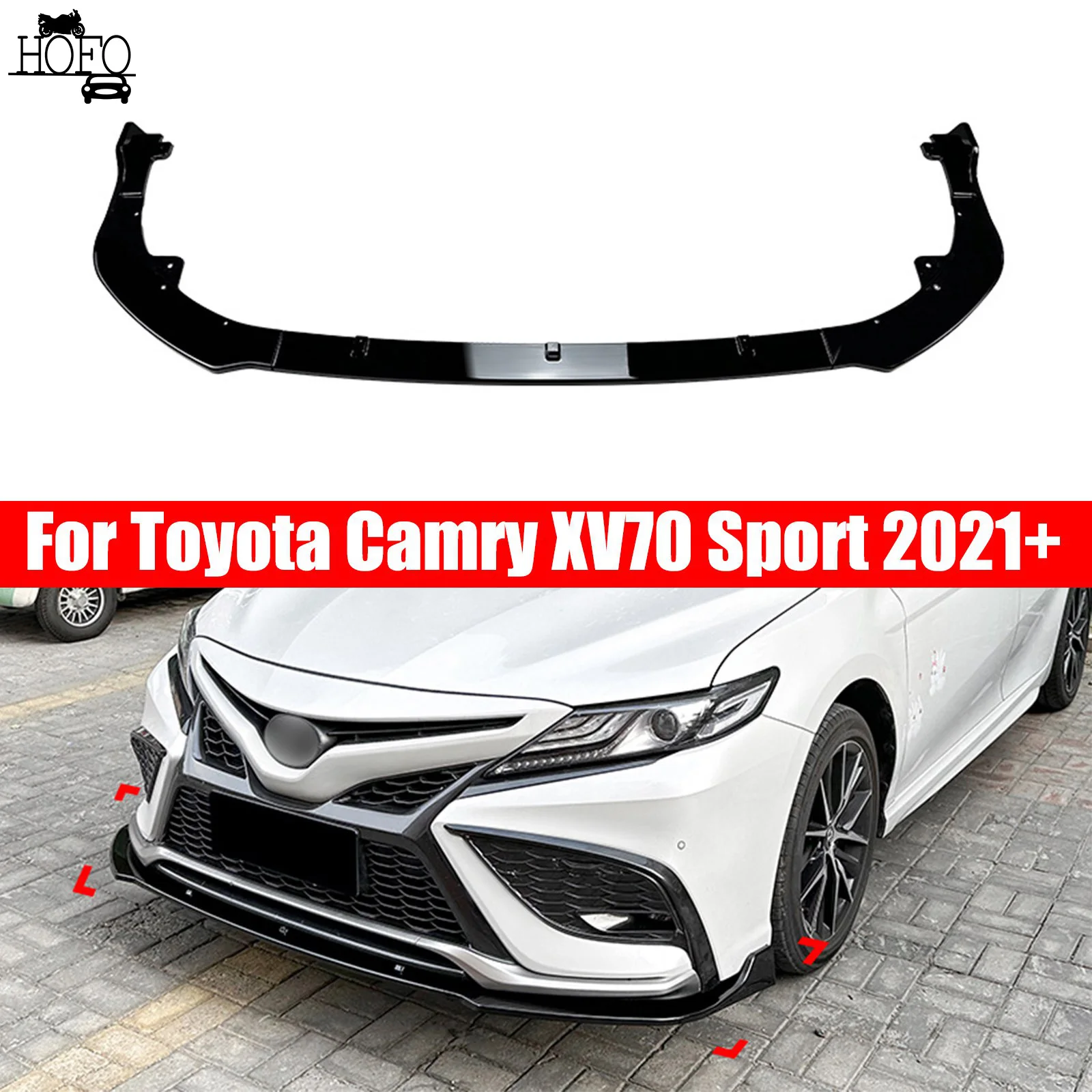 

Car Front Bumper Spoiler Lip Splitter Body Kits Tuning Accessories Carbon Fiber Look For Toyota Camry XV70 Sport 2021-2023