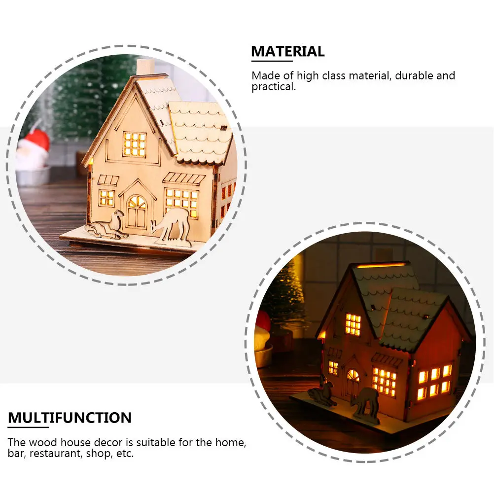 

2Pcs Luminous Christmas Wooden Decor Exquisite Craftsmanship Unique Visual Effect Desktop Fireplace Adornment