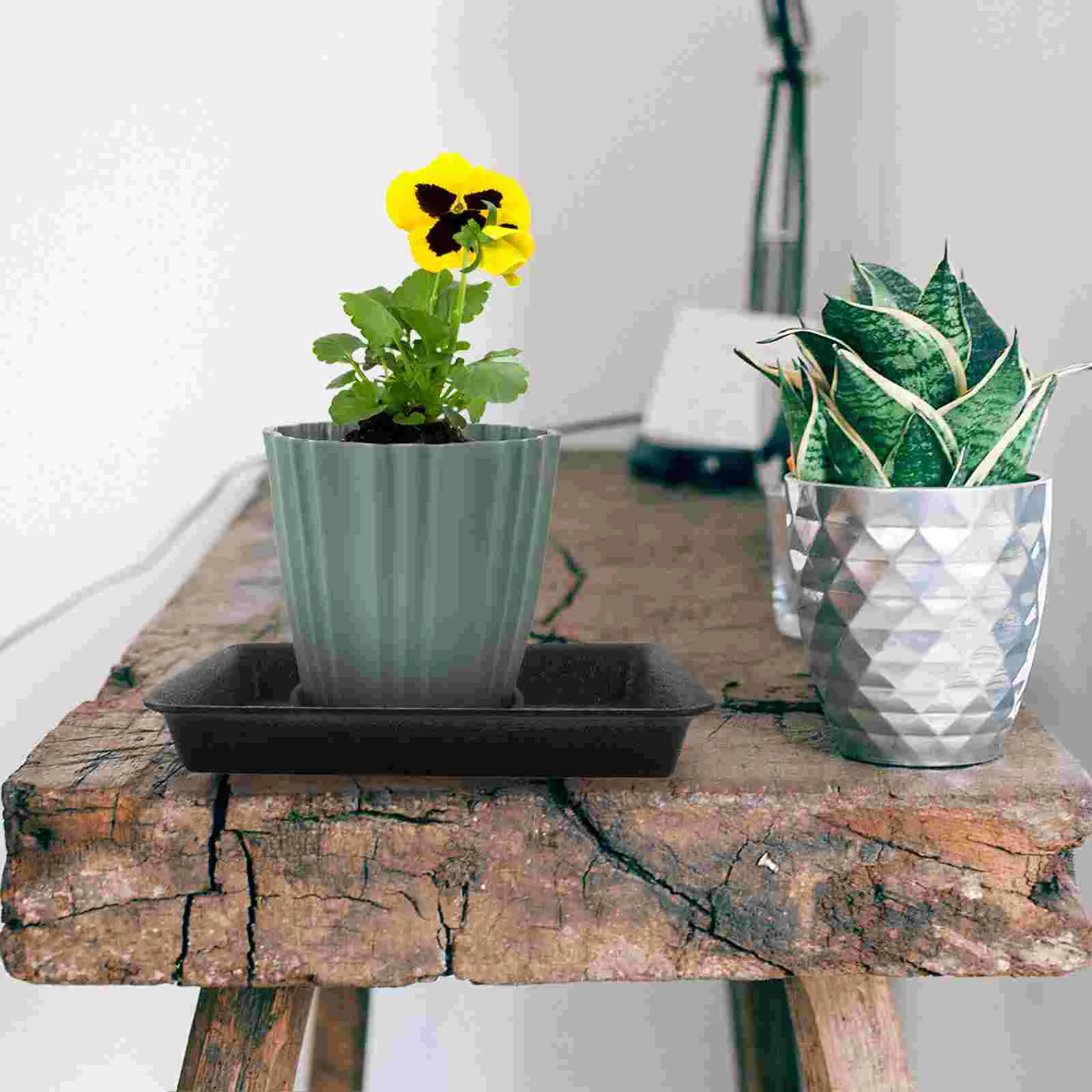 Indoor Pot Rectangular Plastic Pot Large Flower Pot Saucer Plastic Flower Pot Tray Flower Pot Drip Tray