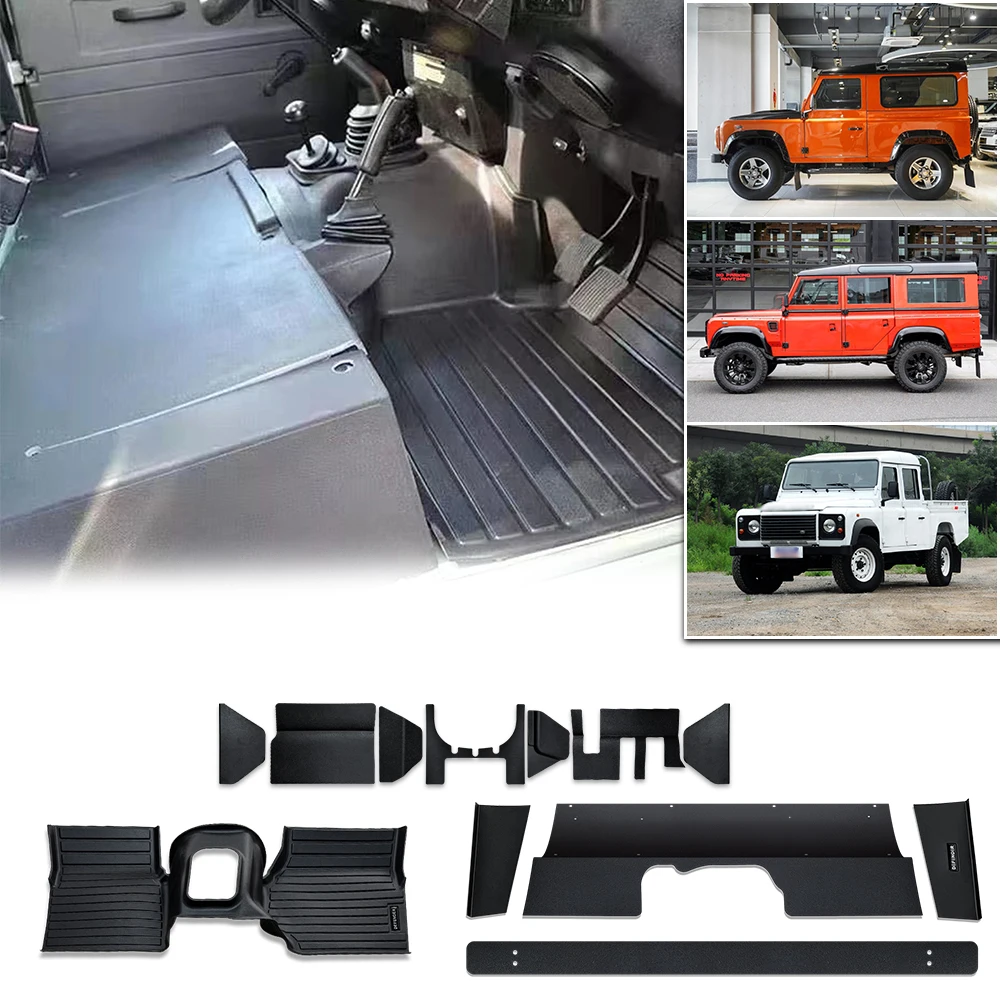 For Land Rover Defender 90&110 TDi300 TD5 Car Tpe  Floor Foot Mat Black center console mat with seat mat for Land Rover Defender