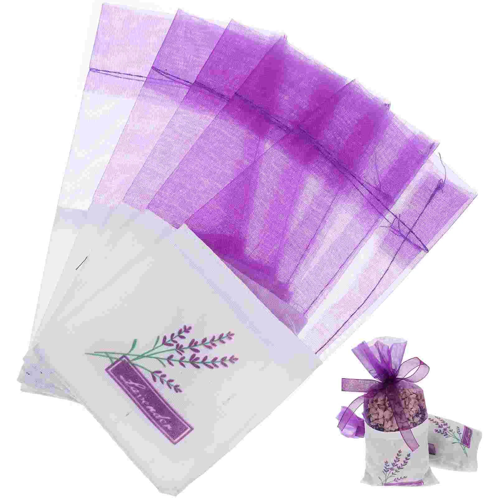 25 Pcs Storage Bags Vanity Drawers Purple Sachet Organza with Lavender Empty Candy