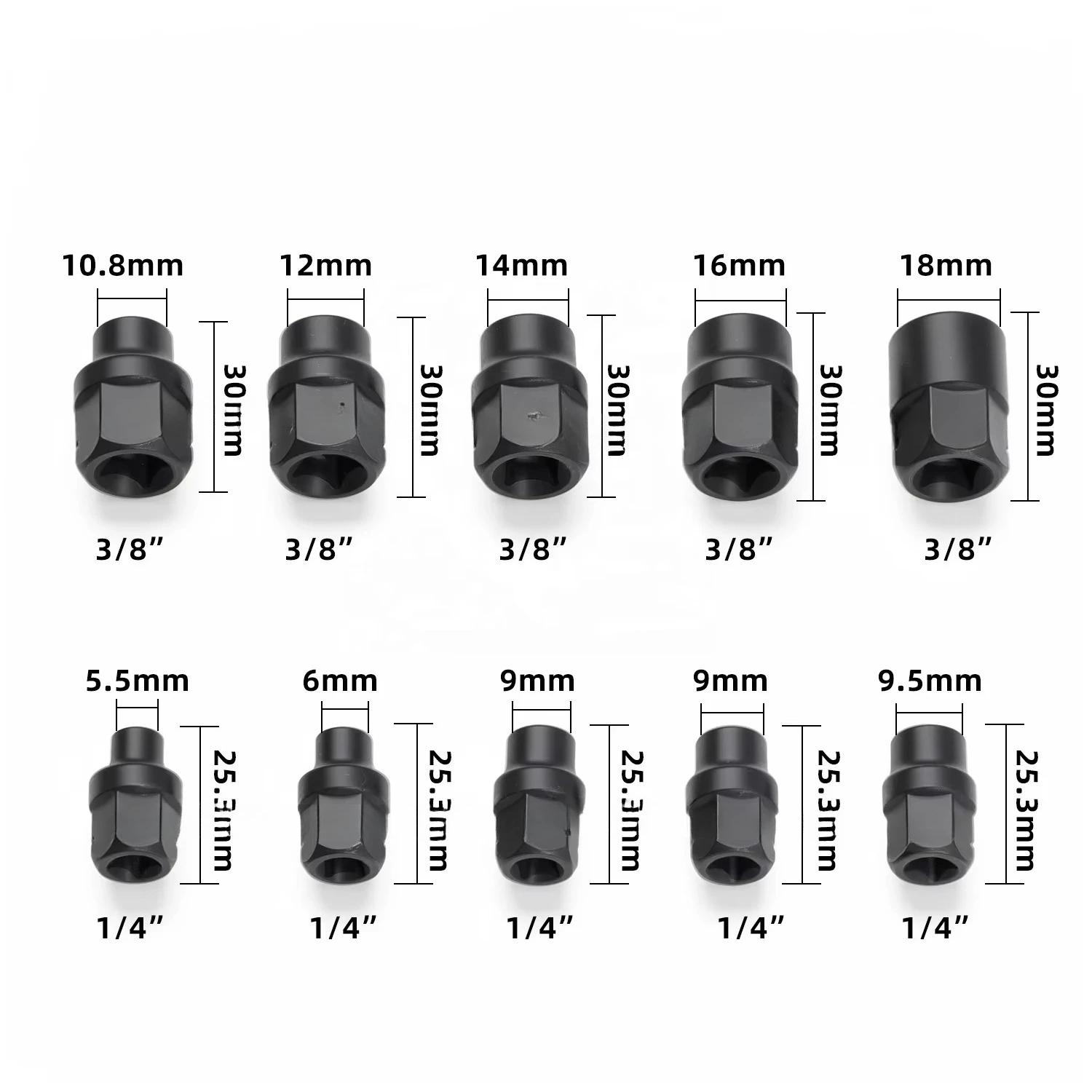 10-Piece 5 Point EPR Socket Set, 3/8