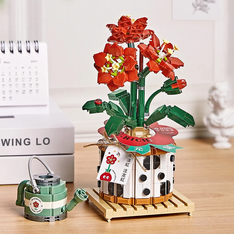 LOZ Creative Strawberry Cherry Blossom in vaso succulente Bonsai Plant Building Blocks Moc Mini Flower Brick Home Decor giocattoli per bambini