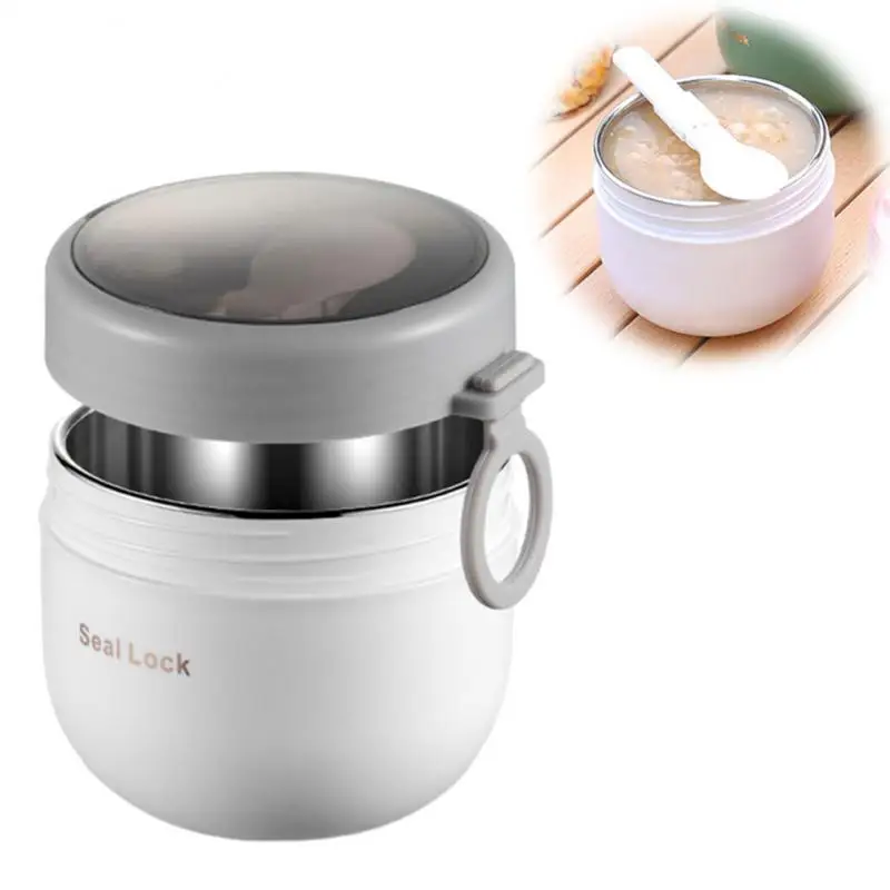 Portable Stainless Steel Soup Cup Lunch Box Food Containers Cute Shape Vacuum Flasks Thermo Cup Microwave Heating With Spoon