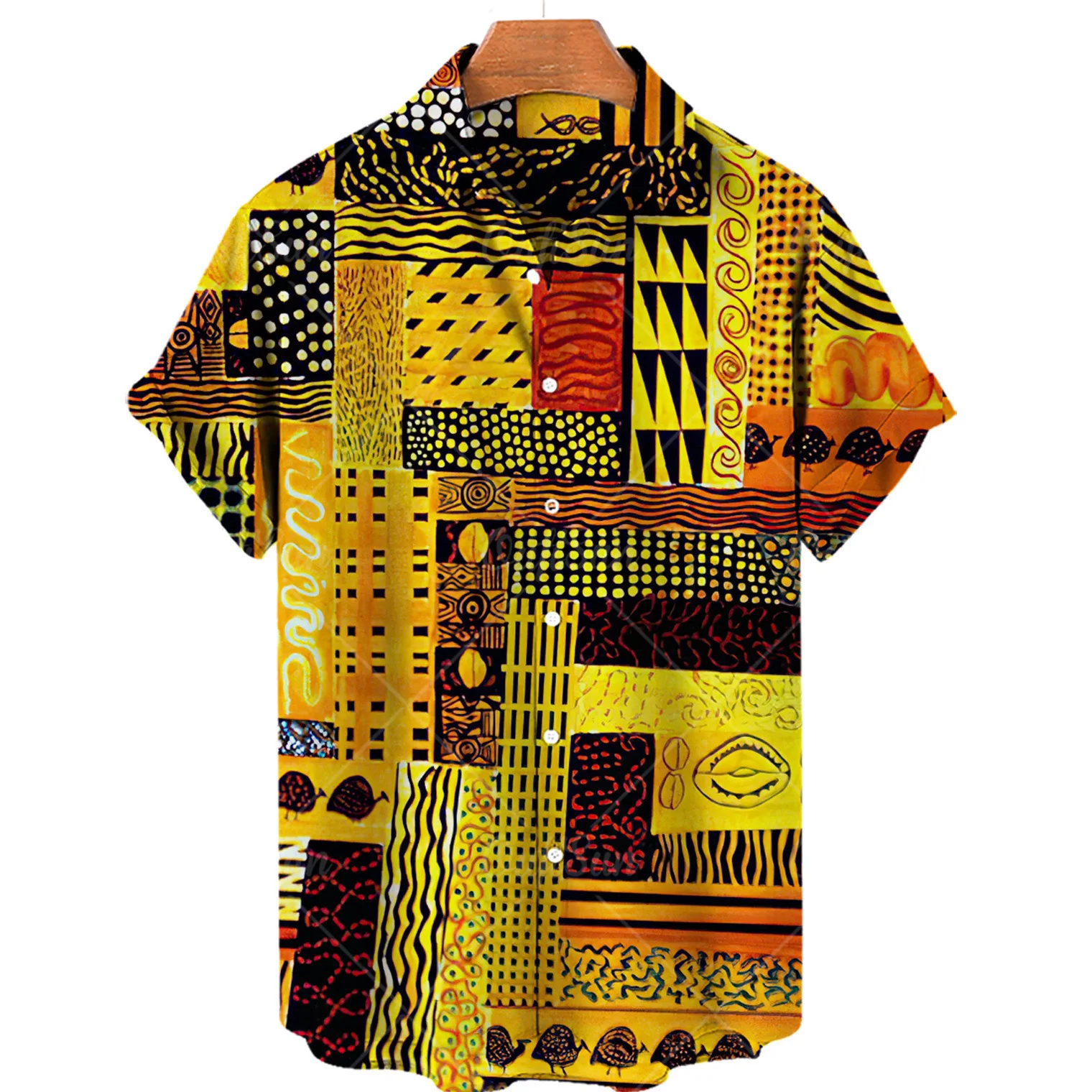 Hawaiian Shirt Summer African Men\'s Shirts Men Women Fashion Oversized Blouse Men\'s Vocation Lapel Shirt Beach Camisas Unisex