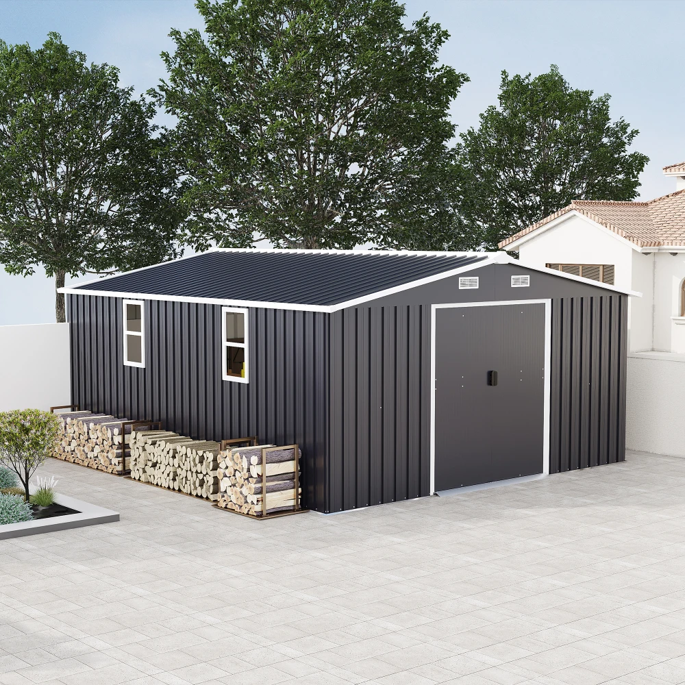 

Campcraft 10*12ft 0.23mm color steel plate, surface protective film, Two daylight Windows, A practical and thoughtful gift,two colors can be freely selected storage sheds