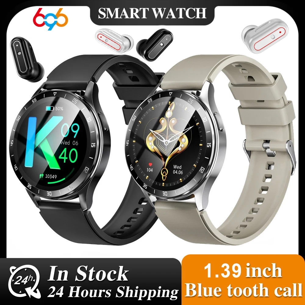 TWS Noise Reduction Headset 2 In 1 Smart Watch NFC Heart Rate Sports Waterproof Headphone Watches Blue Tooth Call Smartwatch