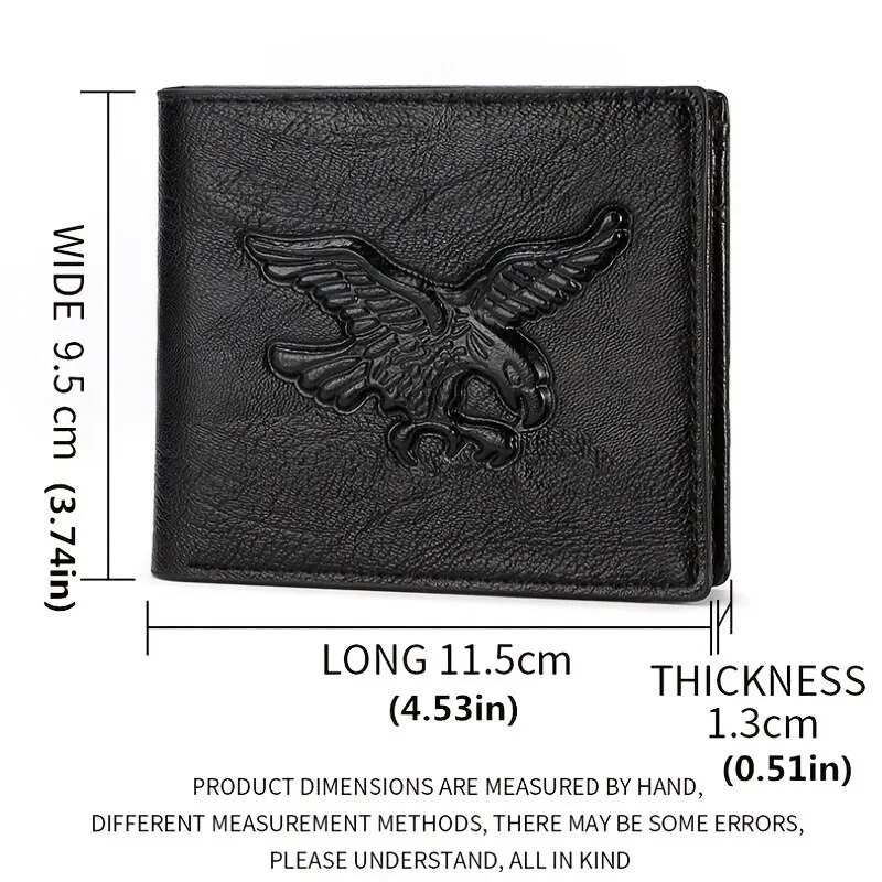 New Men Short Wallet 3D Eagle Relief Pattern Casual Credit Card Coin Wallet