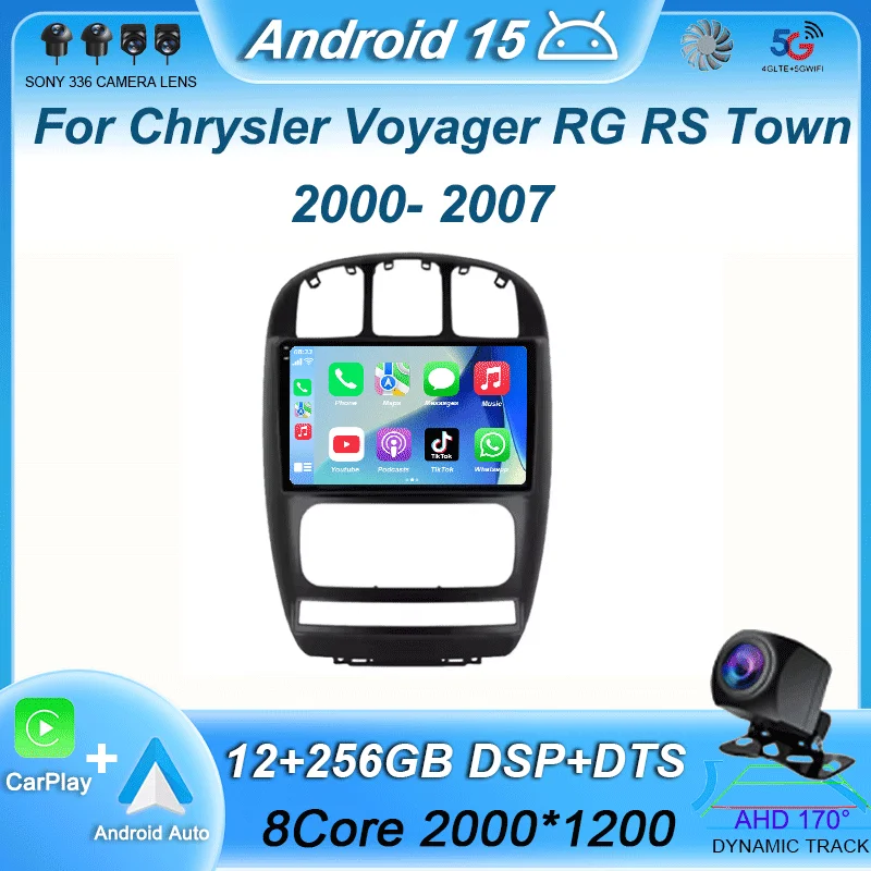 Android 15 For Chrysler Voyager RG RS Town & Country RS 2000 - 2007 Auto Carplay Stereo Player Multimedia Radio GPS Navigation