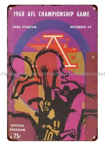 1968 football AFL Championship Game Program metal tin sign room decor ideas