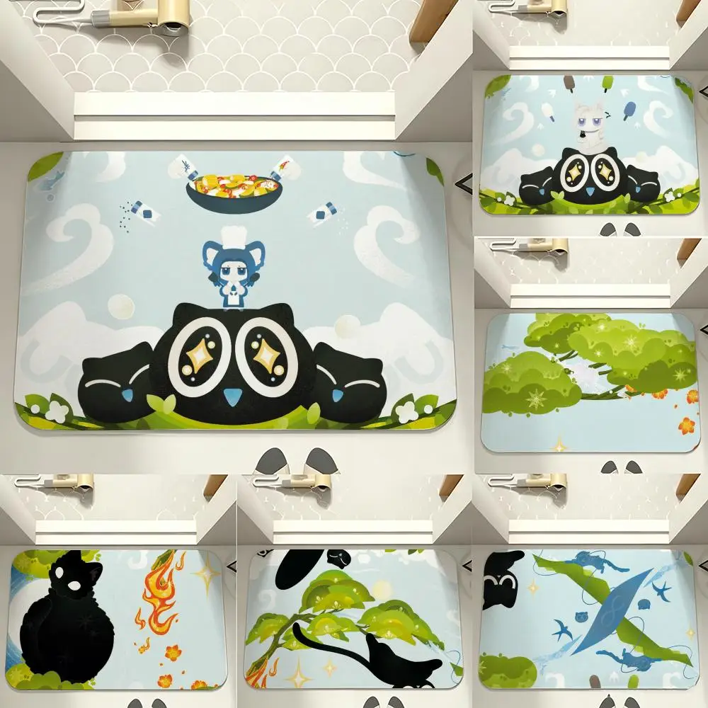Black Cat Luo Xiaohei Floor Mat carpet diatom mud bathroom quick-drying absorbent floor mat household bathroom