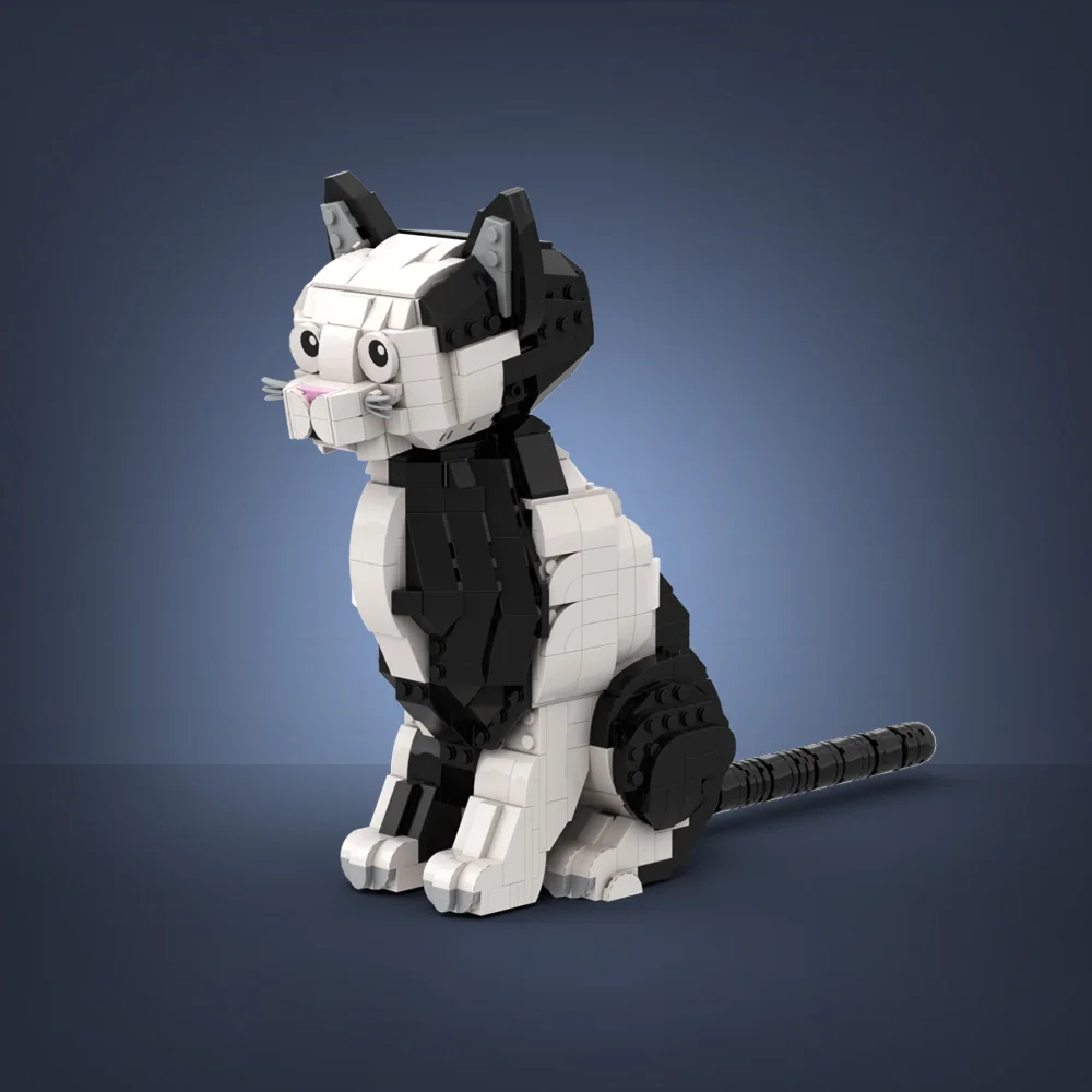 

MOC Tuxedo Cat Model Building Blocks Cartoon Animal Cute Pet Cat Black and White Design Tuxedo Cat Assembled Bricks Toy Gift