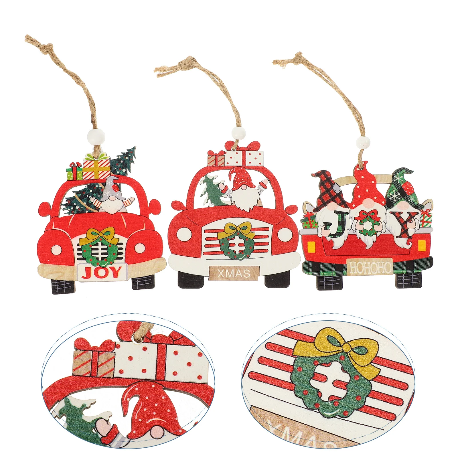 3 قطعة علامة معلقة خشبية عيد الميلاد تحت عنوان شكل سيارة ديكور لباب جدار حديقة عيد الميلاد الطرف الديكور حلي معلقة #6