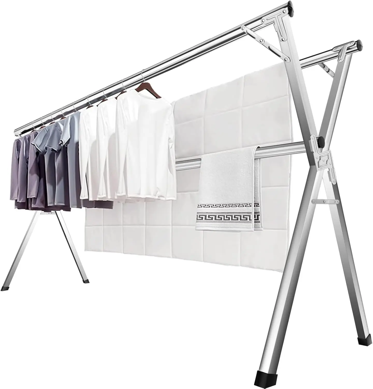 

63 Inches Clothes Drying Rack Drying Rack Clothing Folding Indoor Outdoor Heavy Duty Stainless Steel Laundry Rack Foldable Porta