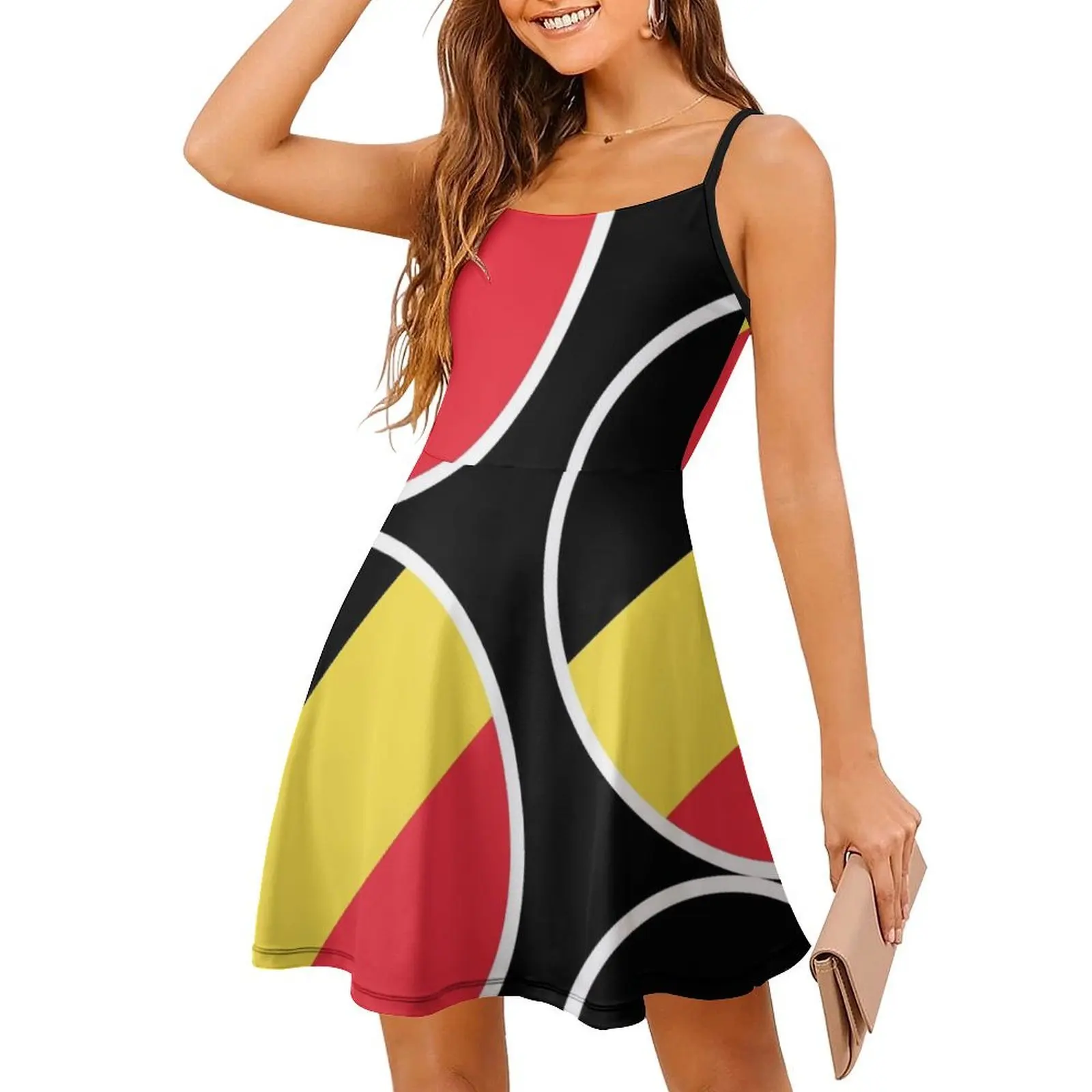 ملصقات ومنتجات هدايا العلم البلجيكي (Gf) فستان بوهو شيك أنيق موضة شاطئ حفل زفاف ثوب العلم البلجيكيين Drapeau #3