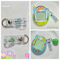 Tamagotchi Transparent Thick Cartoon Ins Meimei Jihuaji Double Sided Birthday Cake Pendant No Machine