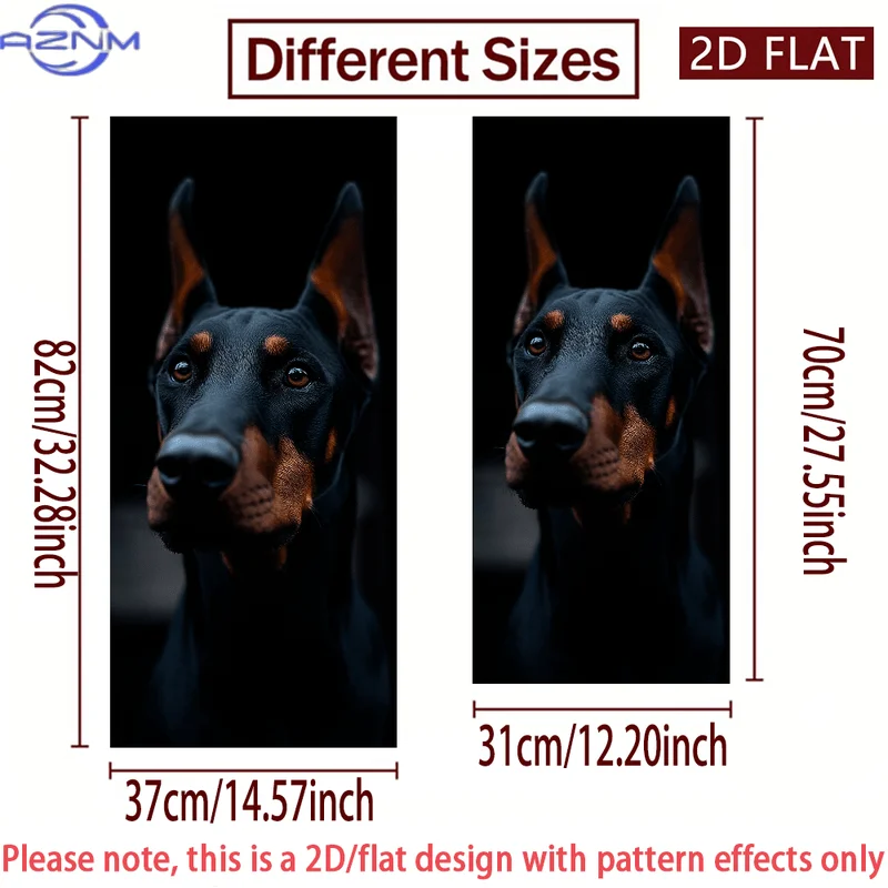 Self-Adhesive PVC Decal Featuring a 2D/Flat Portrait of a Doberman, Designed for Decorative Use on Trash Cans Or Walls. This W