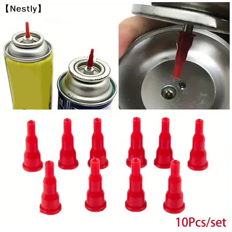 10Pcs Butane Nozzle Adapter Convert Cassette Tank Into Inflatable Tank Gas Nozzle Connector for  Spray  Fill〔Nest〕