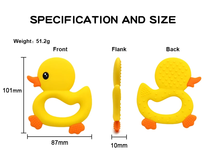 Schwimmende Ente Silikon-Beißring für Babys, Cartoon-Entenform, Zahnpflege-Zubehör, Komfortabel und Weich, 2026 – Detail 2