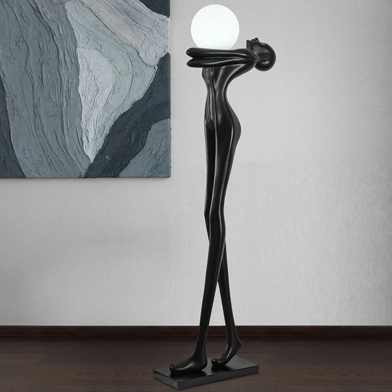 Postmodern figure art sculpture, floor lamp, lobby, home, living room, large decorative ornaments