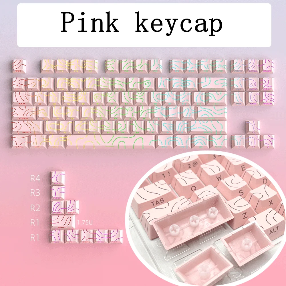 Super Contour Stripe Light PBT-Tastenkappen für mechanische Tastaturen, Cherry-Höhe, Tastenkappen für 61/68/75/84/87 Tasten, Gaming-Tastatur – Detail 12