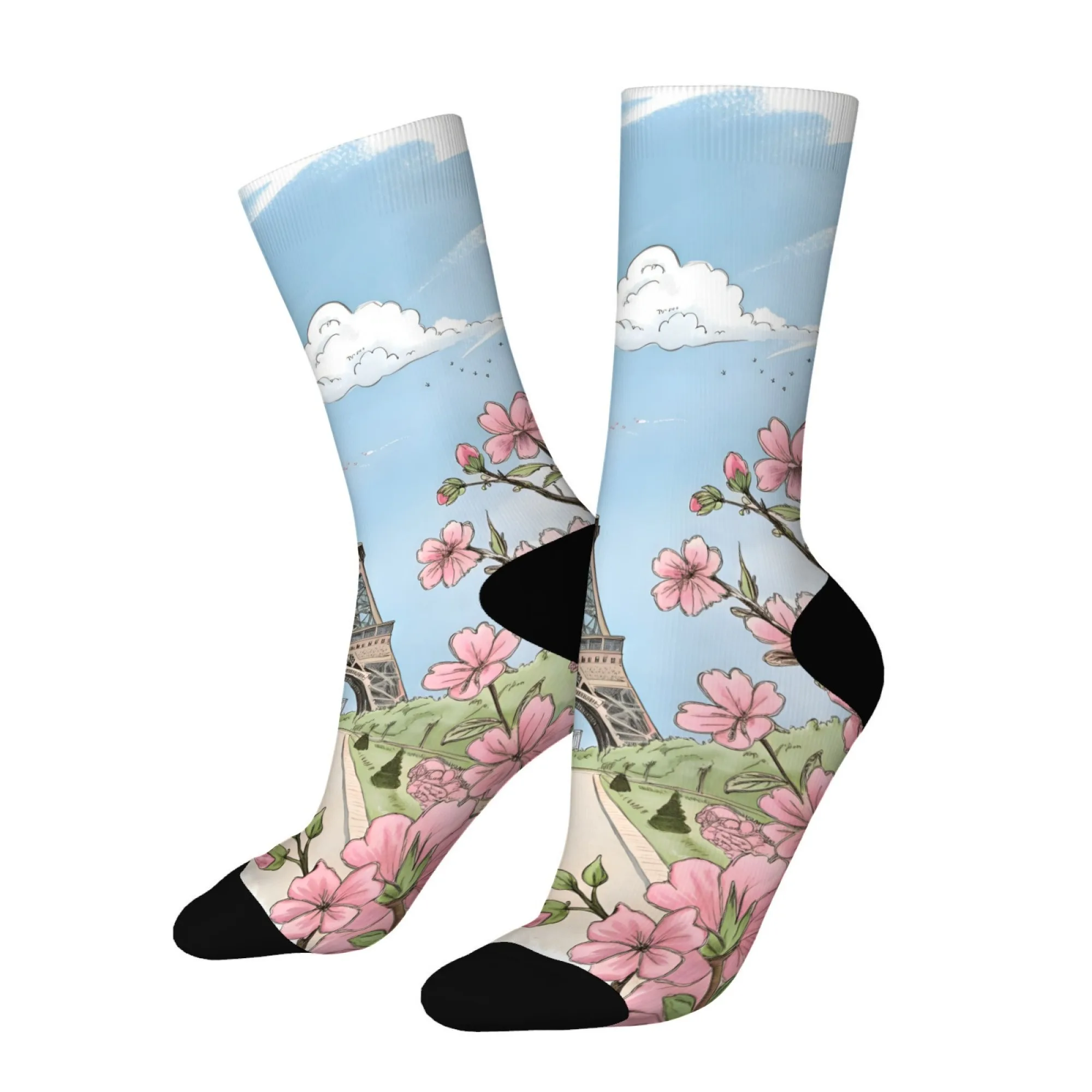 Calzini da sogno di Parigi Bellissimo design floreale della Torre Eiffel Idea regalo da viaggio perfetta Calzini da equipaggio a tema città romantica per lei