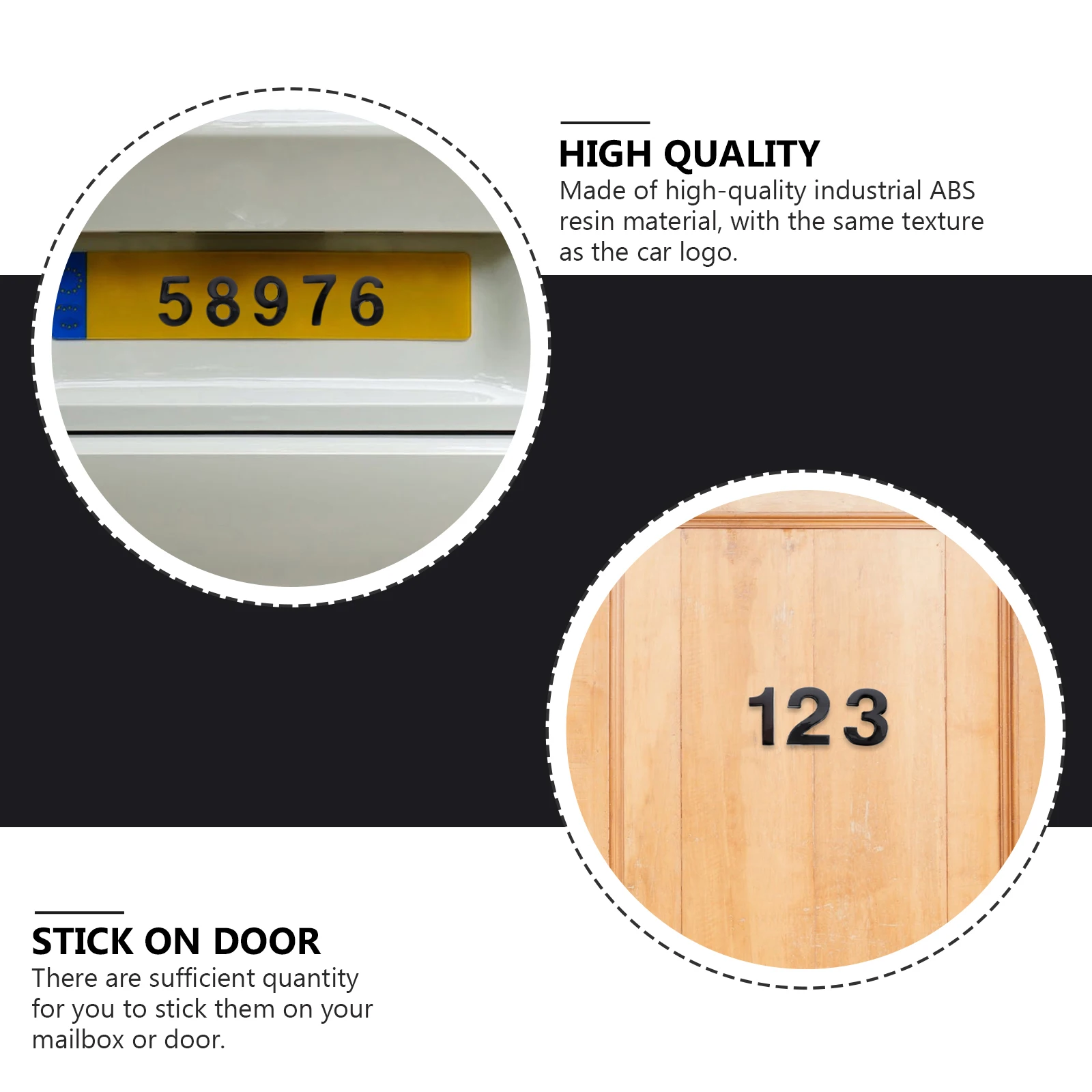

10 Pcs House Number Stickers Self Adhesive 3D Signboard Address Door Numbers Reflective Mailbox Decals ABS Resin Durable