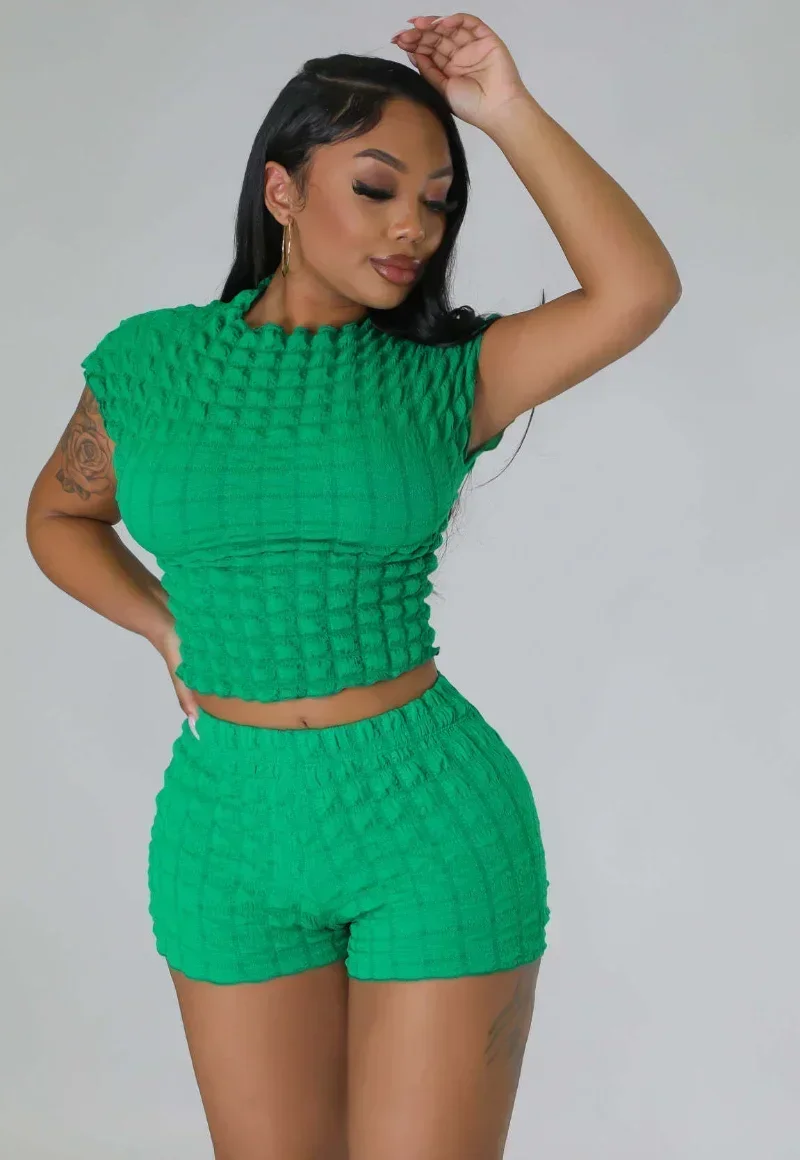 

GUWU Casual Active Elastic Women's Set Short Sleeve T-shirt and Shorts Suit Summer Sweatsuit Two 2 Piece Set Tracksuit
