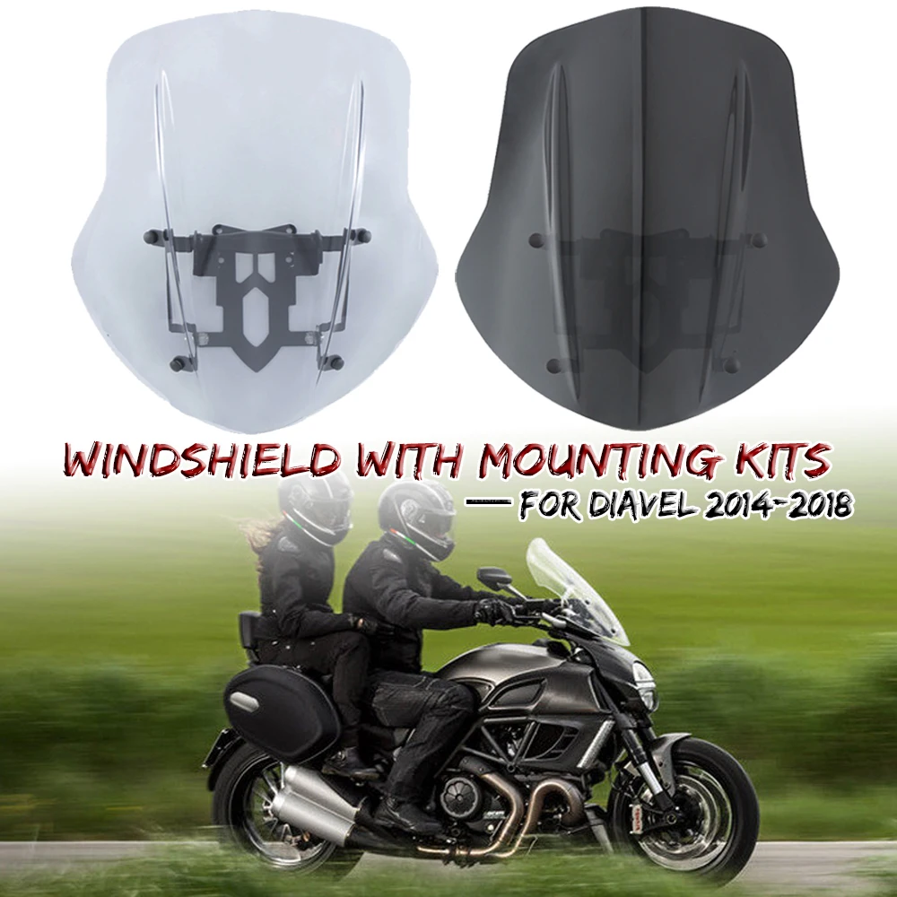 

Windshield Windscreen With Mounting Bracket Kits For Ducati Diavel 2014-2017 2018 Motorcycle ABS Wind Screen Deflector Protector