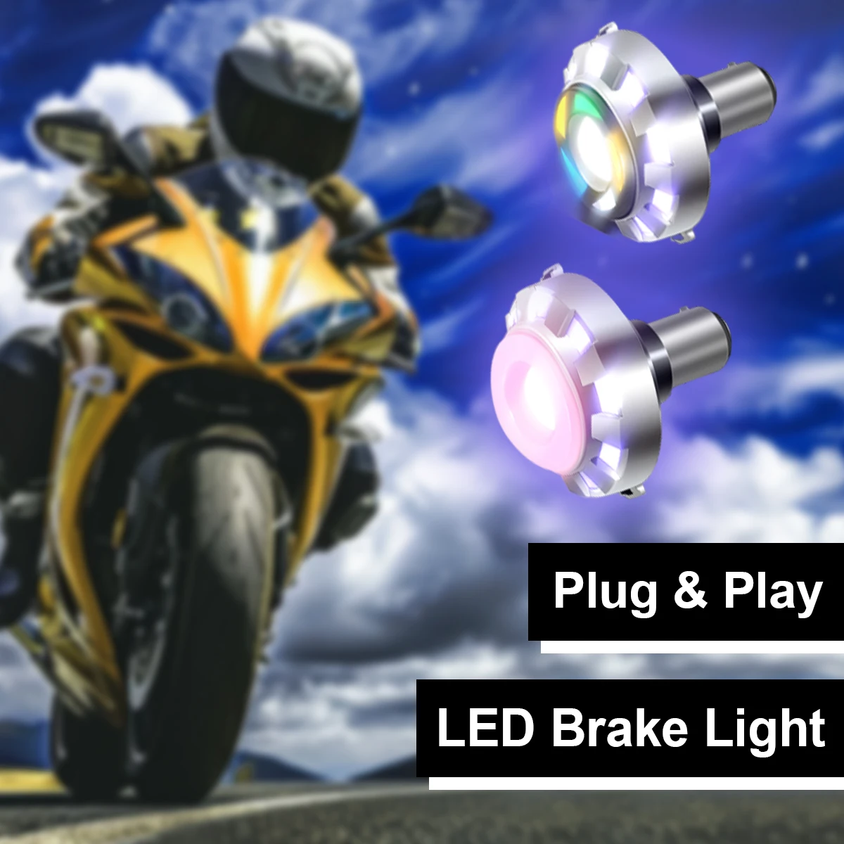 Colorful Motorcycle Led Brake Taillights Light 12V Tail Rgb Flashing Signal Motorbike Eye With Accessories Lights Rear Indicator