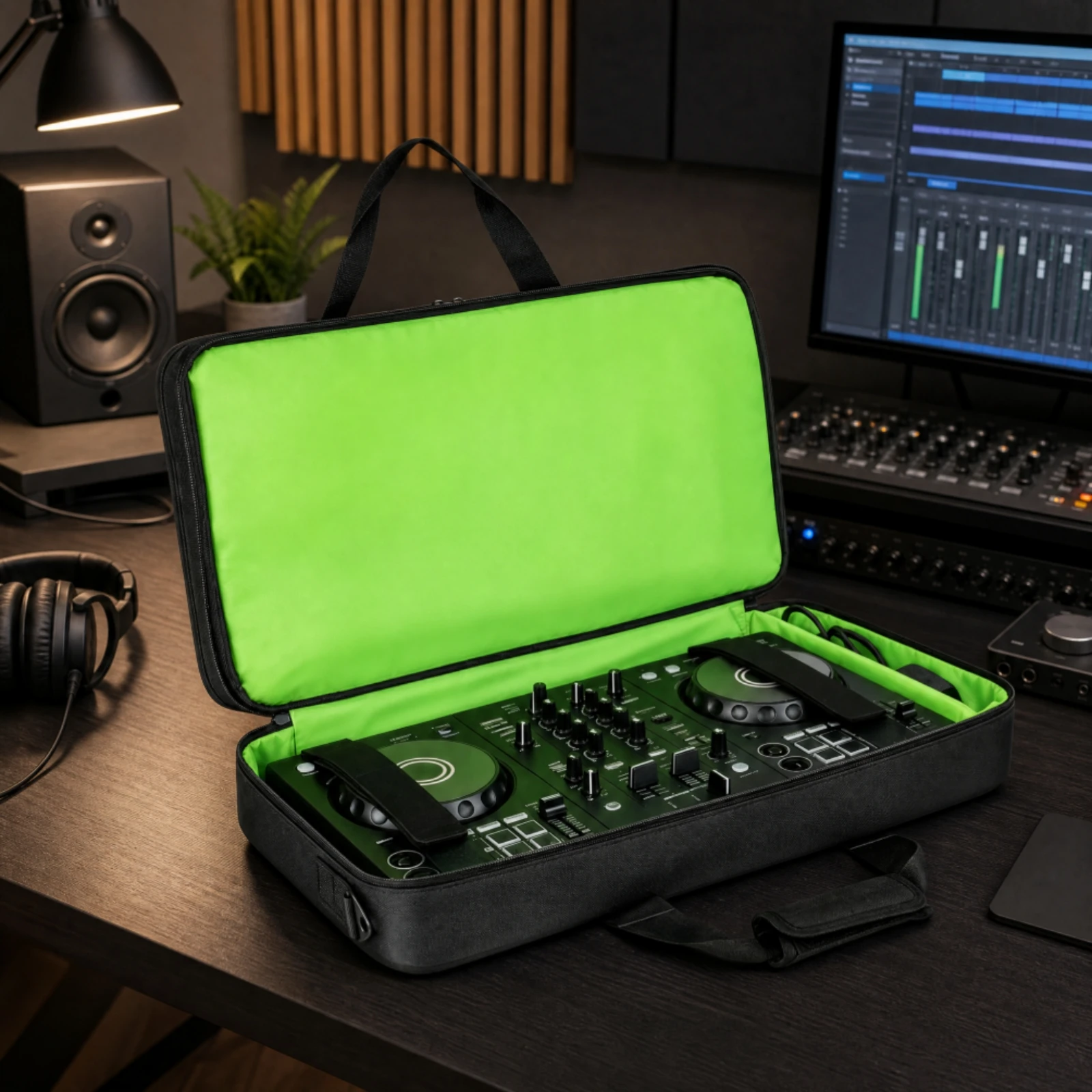 Zippered DJ Controller Storage Bag Portable DJ Controller Case with Shoulder Strap Customizable Fit for Artists, Mobile Setups,