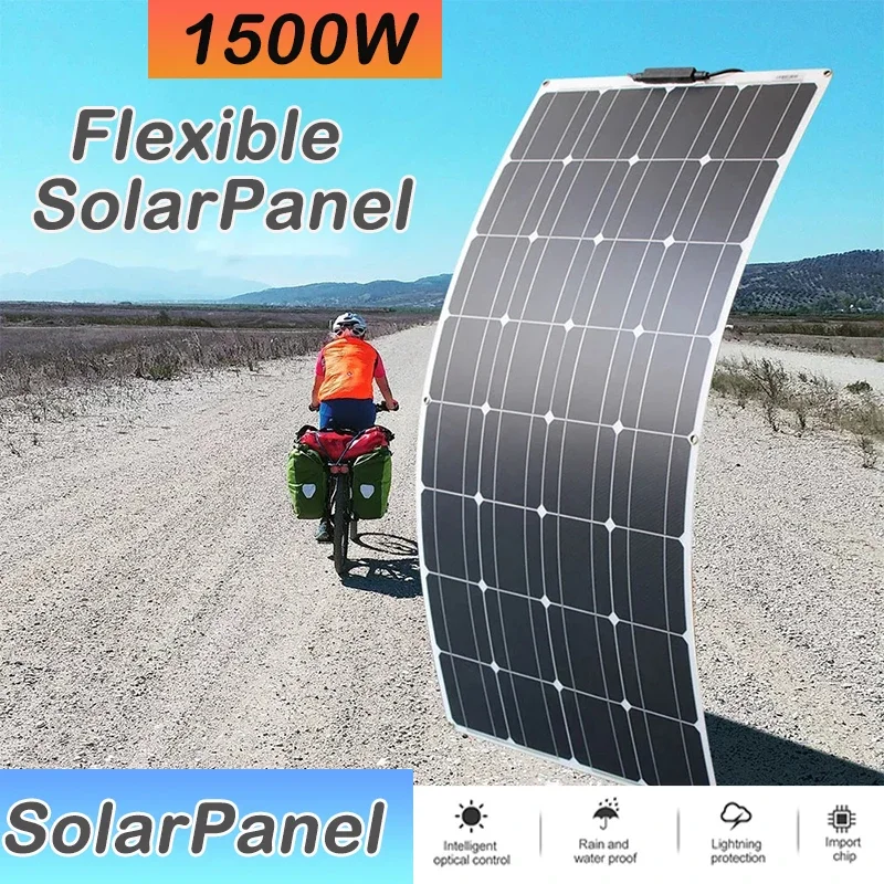 1500W Flexible Solar Panel High Efficiency Cell 18V PWM Controller for RV/Boat/Car/Home/Camping 12V Battery Charger