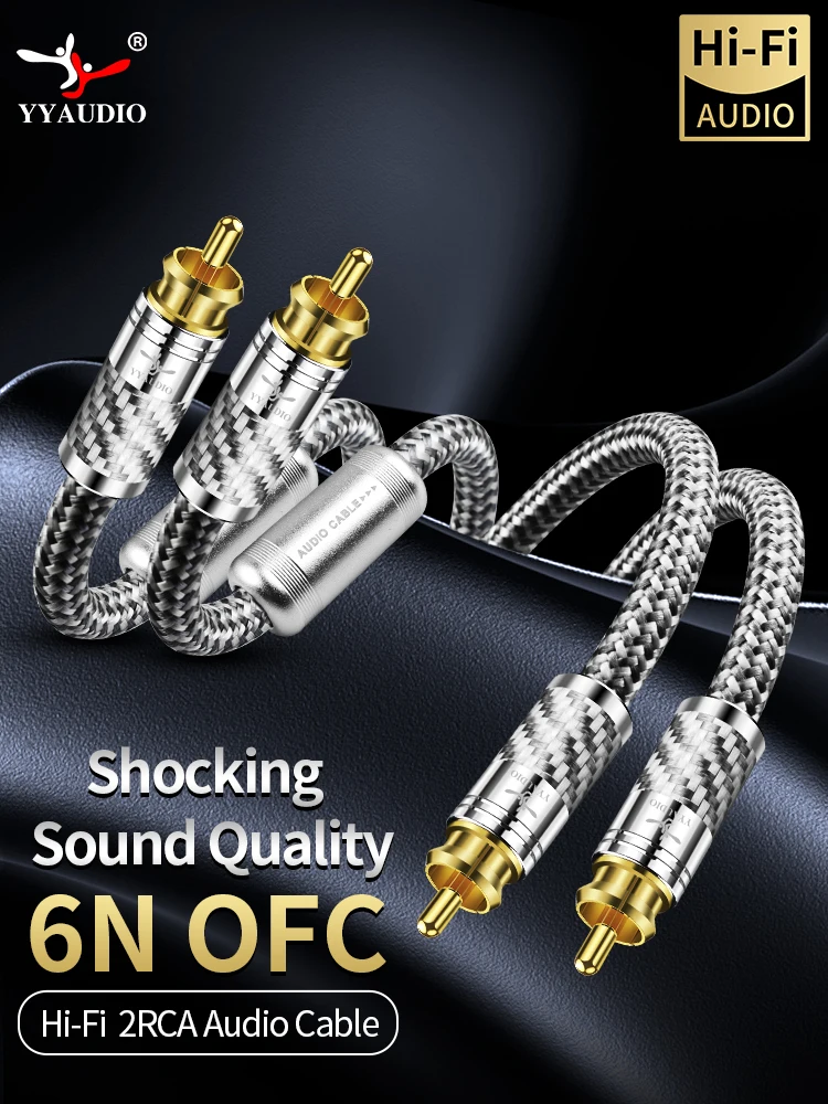 YYAUDIO HIFI Stereo 1 Para Kabli Sygnałowych OFC RCA Wysokowydajny Premium Kabel Sygnałowy Audio 2RCA do 2RCA Kabel Połączeniowy — zdjęcie produktu 7