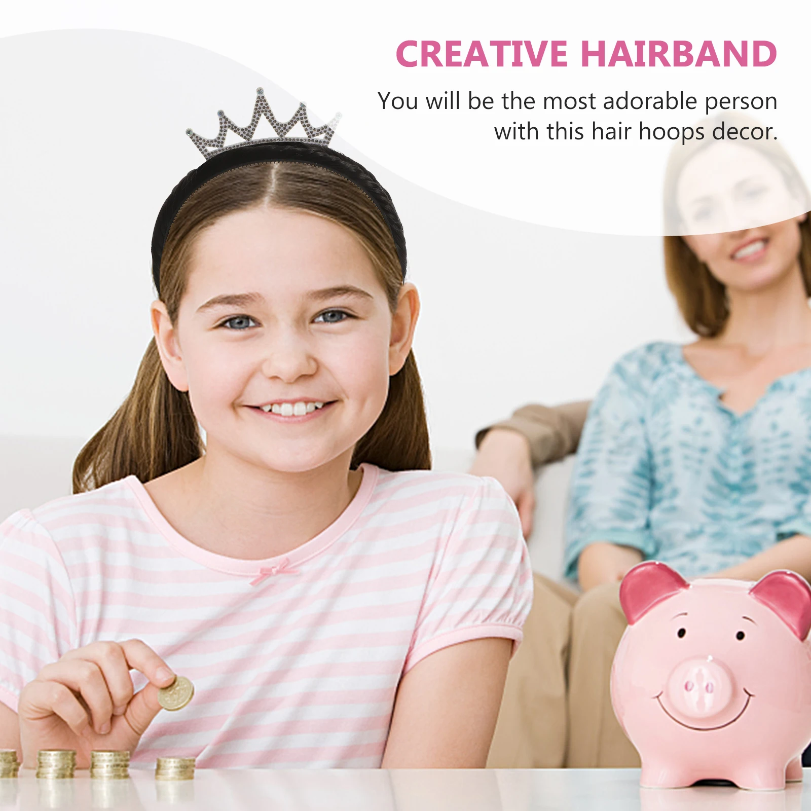 

2pcs Children Crown Headband Girls Princess Rhinestone Hair Accessories Baby Headgear Party Props New Year Hair Decor