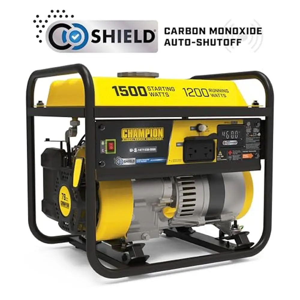 1500W Portable Generator CO Shield Safety Intelligauge 10HR Run Time Gas Powered 120V Outlet