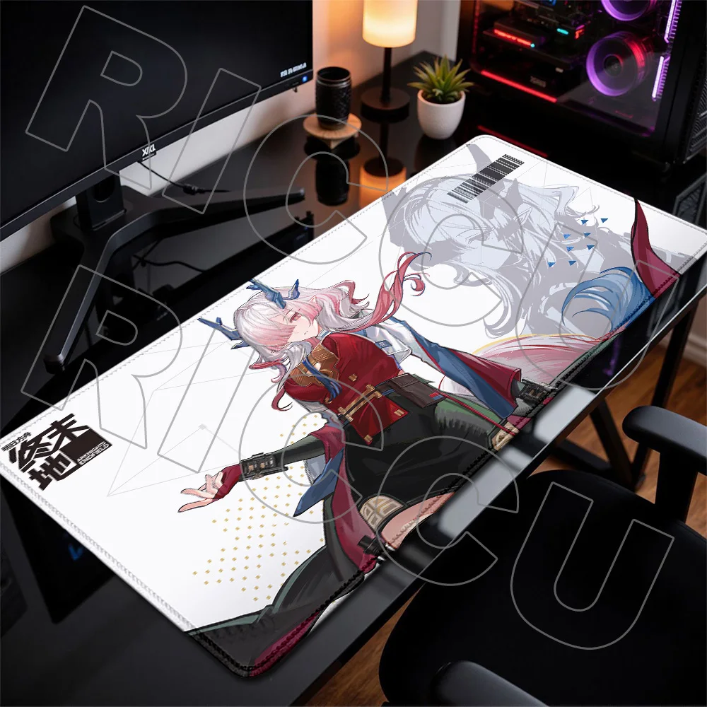 40X90CM XXL Game Anime Girl Arknights Endfield Mi Fu Mouse Pad Gamer PC Accessories Desk Mat Office Mats Carpet Large MousePad