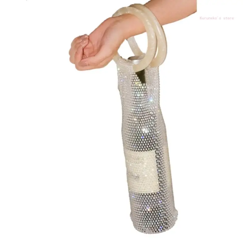 Diamond Embellished Wine Tote Water Bottle Holder Convenient Insulation Cup Bag