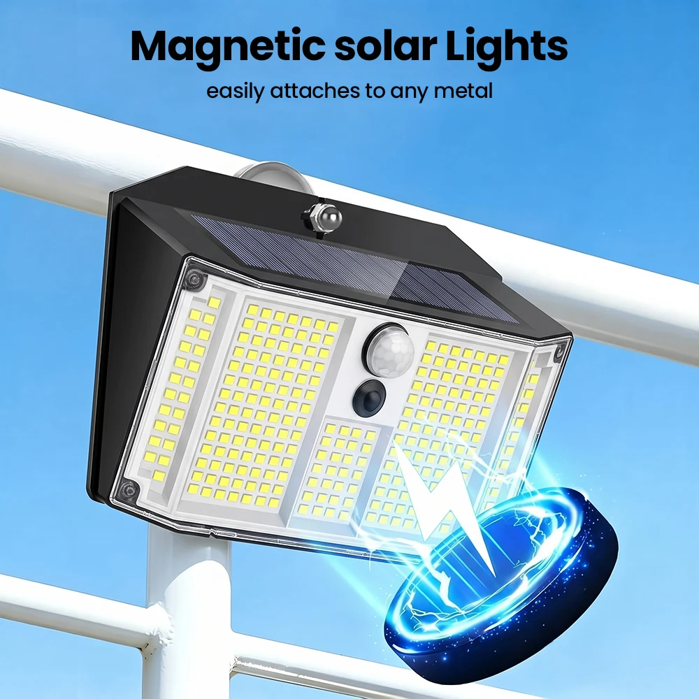 Magnetic Solar Wall Light Outdoor Solar Motion Sensor Lights with Strong Magnets 158/176/268/418LED IP65 Waterproof Step Lights