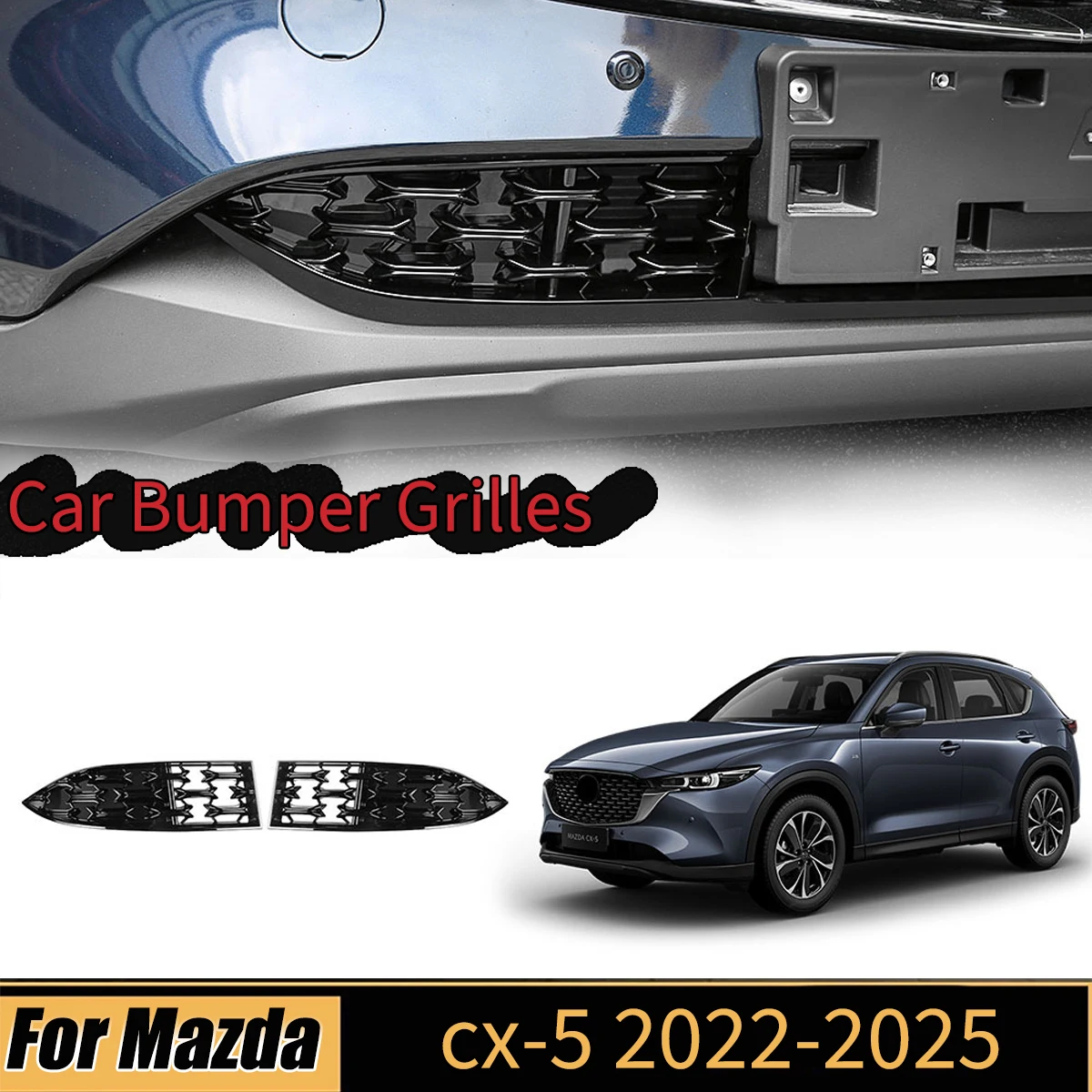 

For Mazda CX-5 2022-2025 Front Bumper Lower Mesh Grille Splitter Spoiler Air Vent Cover Exterior Decoration Modification Kits