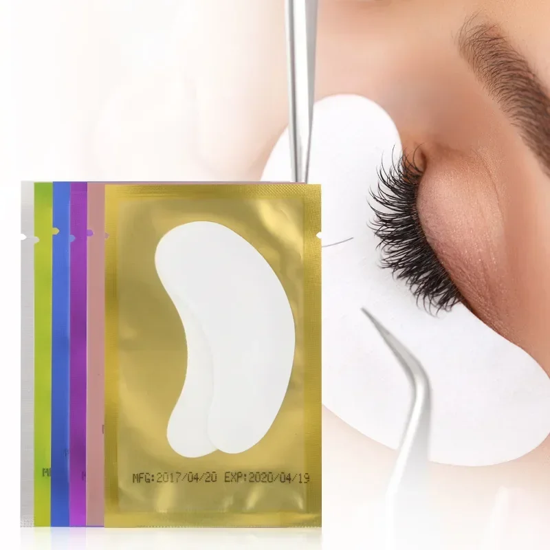 100 pares de adesivos de papel para extensão de cílios, adesivos para olhos enxertados, sob almofadas para os olhos, sem fiapos, hidratantes