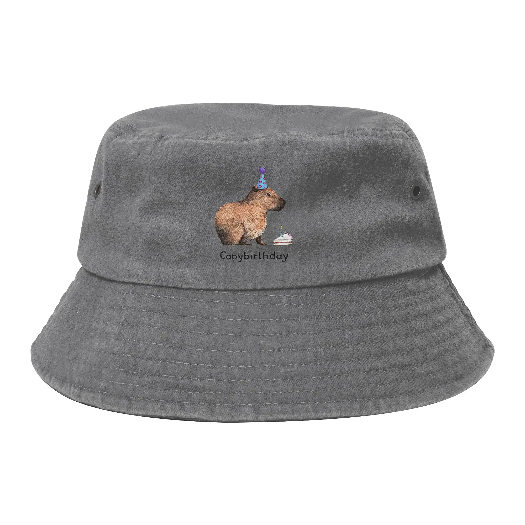 Vocation Capybirthday Happy Birthday Capybara Bucket Hat Unisex Distressed Washed Hot Sun Hats Session Hat Fishing Hats Hiking