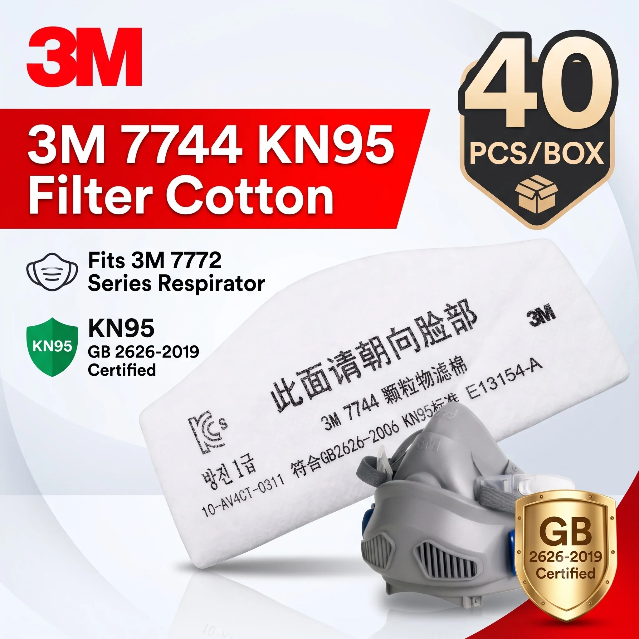 Kn95 Respirator Mask - 3M 7744 KN95 Filter Cotton Particulate
