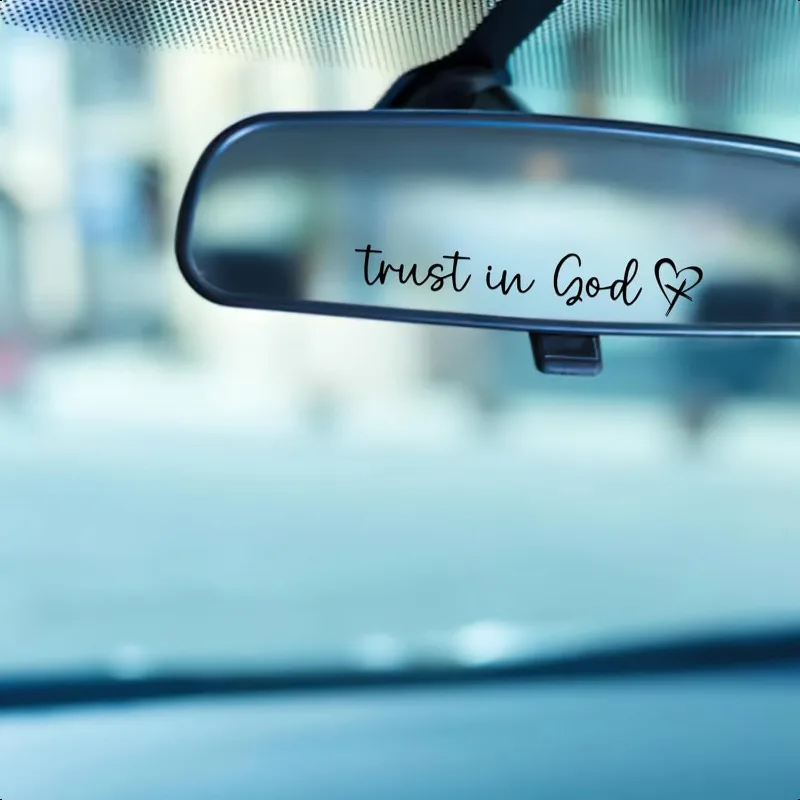2PCS Trust God Sticker Christian Faith Vinyl Decal Car Rearview Mirror Makeup Mirror Motorcycle Auto Decor Gift