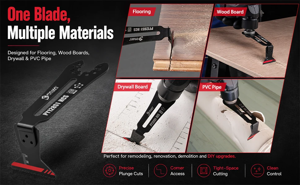 3-teiliges Bi-Metall HCS Set Holz- und Metallschneidewerkzeuge 90° ° Oszillierende Multitool-Sägeblätter für Enge Ecken und Räume, Bodenbearbeitungsklinge PAYA – Detail 3