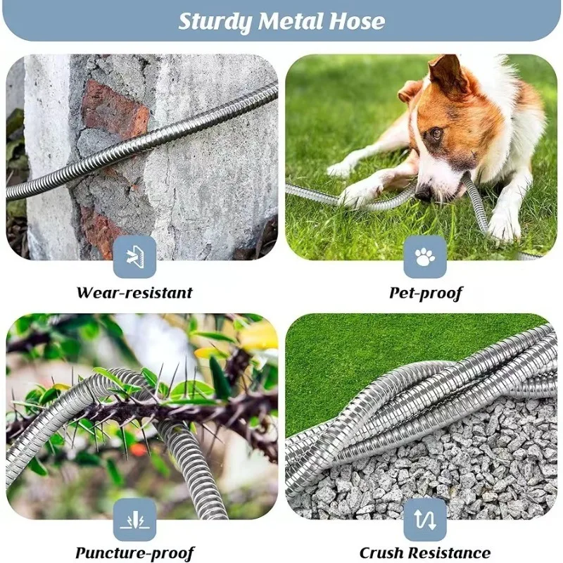 Stainless Steel Retractable Water Hose Car Wash Cleaning Sanitation Wear-resistant High Pressure Hose Garden Irrigation Supplies