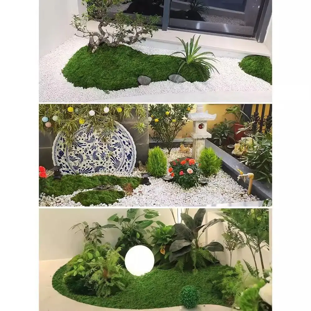 1 مجموعة للنباتات بوعاء محاكاة الطحلب الحلي المشهد الصغير حديقة المنزل الديكورات الطحلب الأخضر Crafts بها بنفسك الحرف زهرة الطحلب العشب وهمية