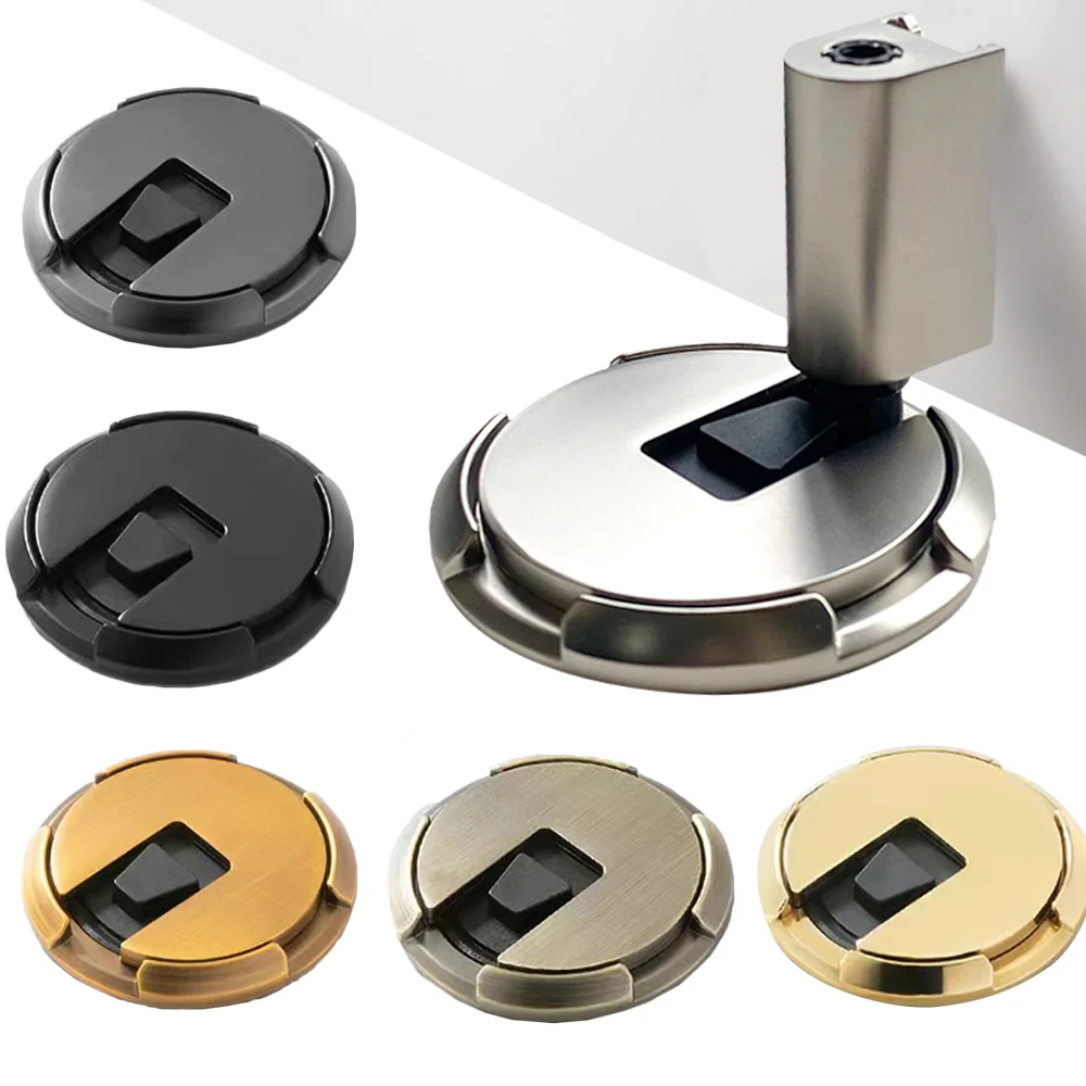 

7 Colors Magnetic Door Stopper Thin Metal Floor Stop Height Adjustable Hidden Door Holders Catch Floor Nail-free Stop Hardware